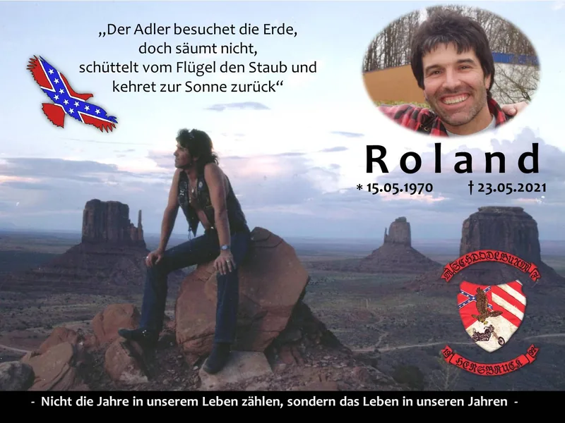 Gedenkkarte für Roland, * 15.05.1970, † 23.05.2021